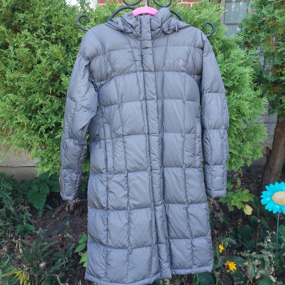 Gray North Face Goose Down Puffer Jacket